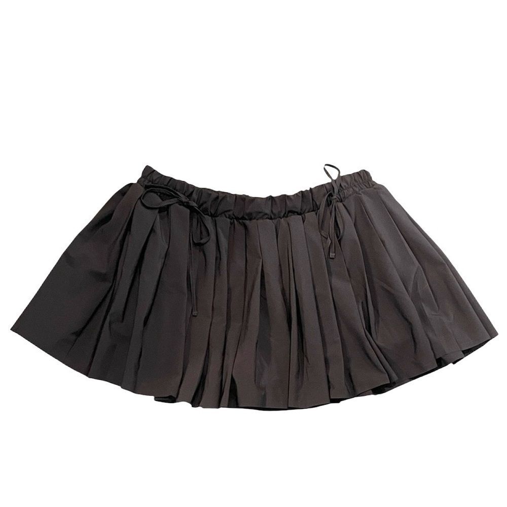 Offline Aerie brown pleated bow mini skirt with built in shorts size Large